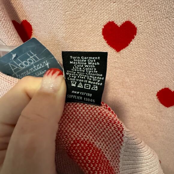 NWT‎ Abbott Pink Heart Button Down Cardigan XS Oversized Valentine's Day Teacher - Picture 9 of 10